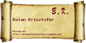 Balan Krisztofer névjegykártya